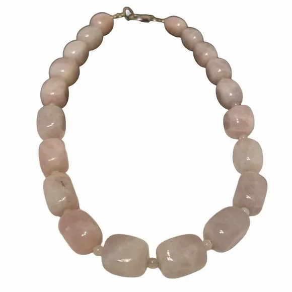 Vintage Chunky Rose Quartz Necklace - Picture 3 of 16